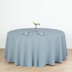 Dusty Blue Seamless Polyester Round Tablecloth