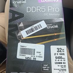 Brand New Sealed Crucial Pro OC 32GB (16x2) DDR5 RAM