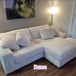 Ashley Lindyn Ivory Cloud White Soft Plush Cozy Deep Seating Sectional Couch With Chaise 