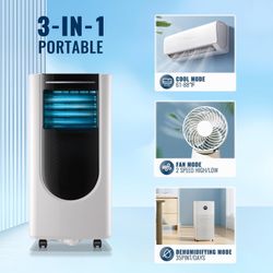 WANAI Portable Air Conditioner with Built-in Dehumidifier & Fan Mode Air Conditioners Cools up to 250 Sq.ft Remote Control and Wheels for Easy Mobilit