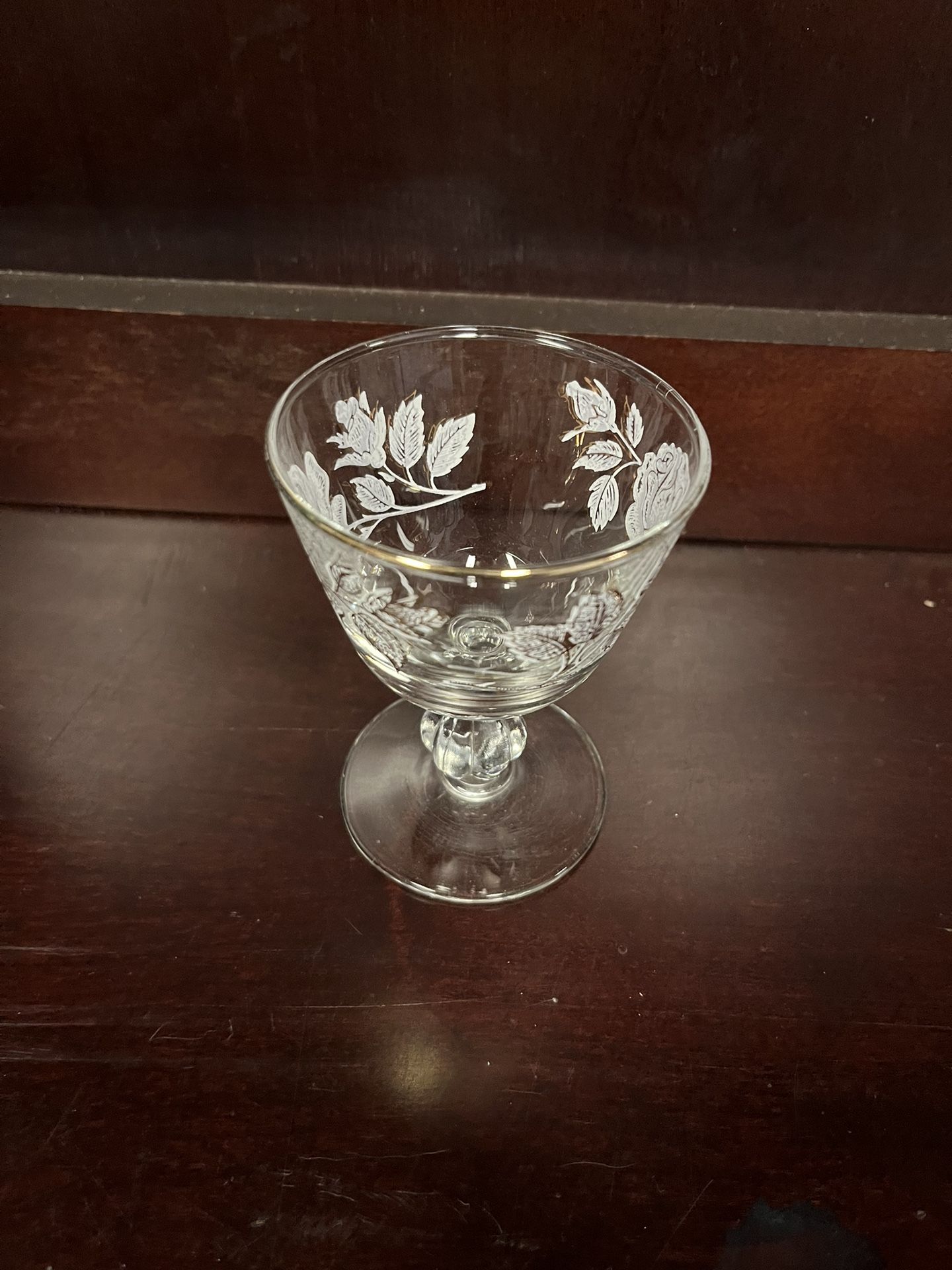 Small Gold Rimmed Floral Glass 