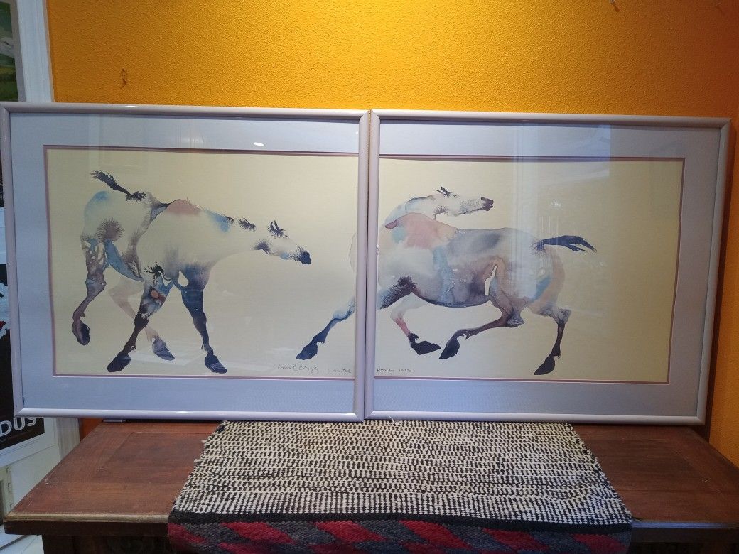Carol Grigg Painted Ponies Set Of 2 Lithographs