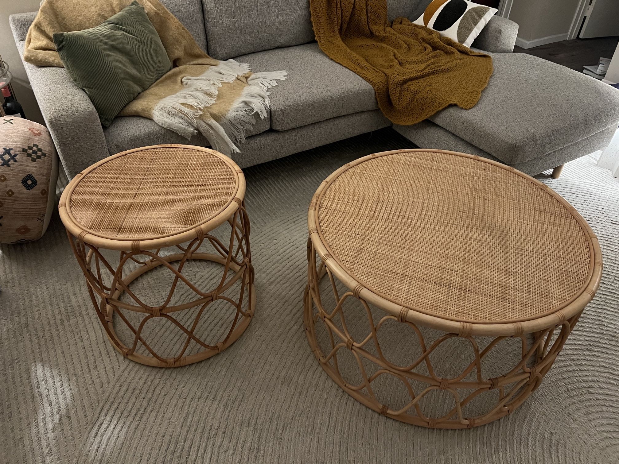 Rattan Indoor/Outdoor Coffee and Side Table Set