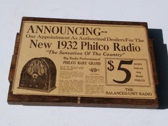 Antique 1932 Philco Radio Ad
