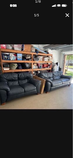 Awesome navy blue leather couch