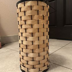Bamboo/Metal Battery Operated Candle Holder 