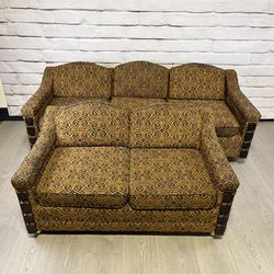 Vintage MCM Couch & Loveseat Yellow 2pc Couches