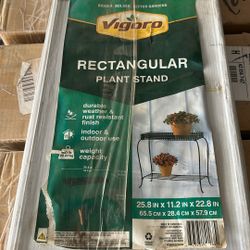 Metal Rectangular Plant Stand 25.8” X 11.2” X 22.8” New Inbox