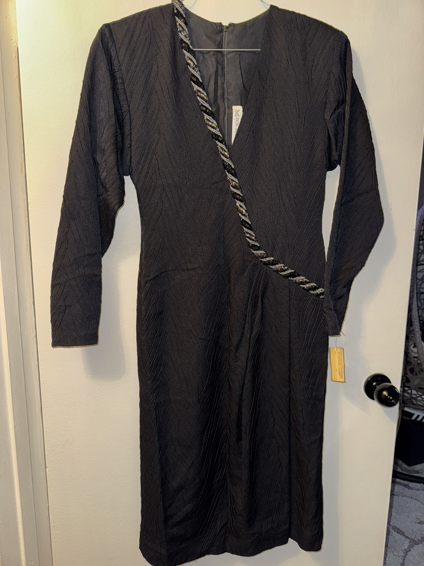 Vintage Bob Mackie Black Women's Dress with Sequin Detail Size 8 (NWT)