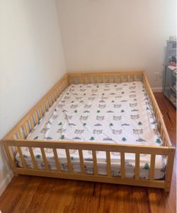 Montessori Floor Bed Frame with Rails