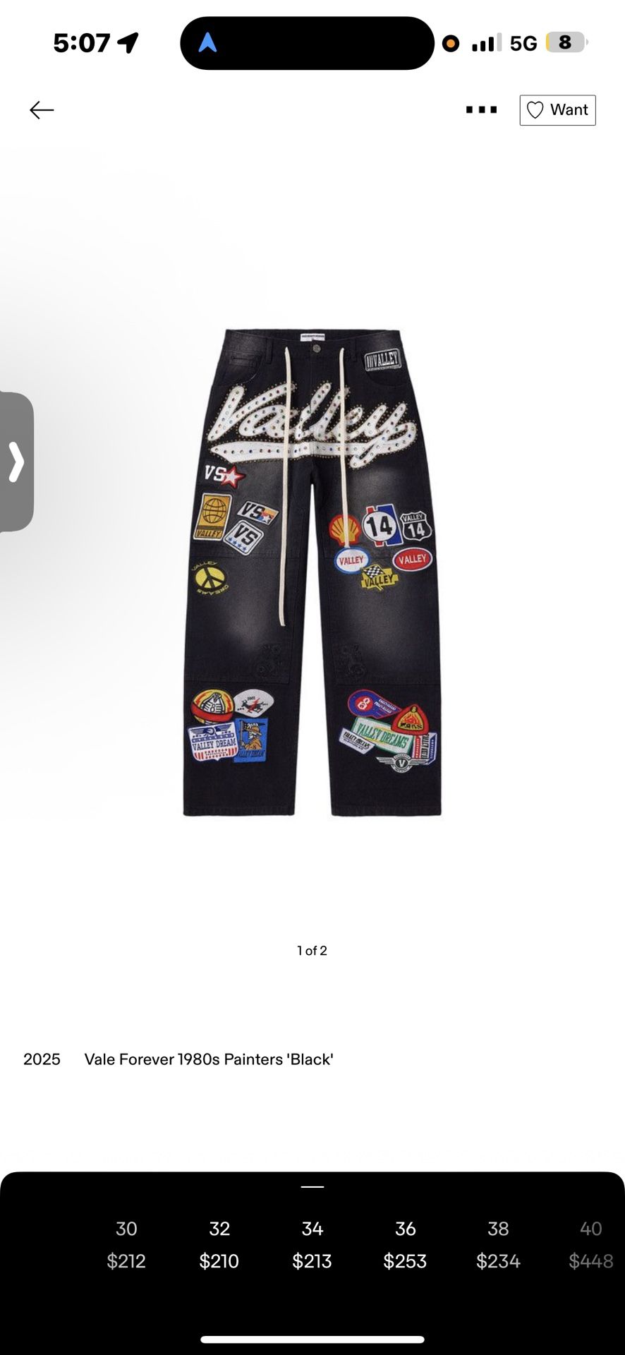 Valley Dreams Patched Jeans Size 36, Brand New