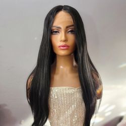 Black Lace Front Synthetic Hair Wig 24" New