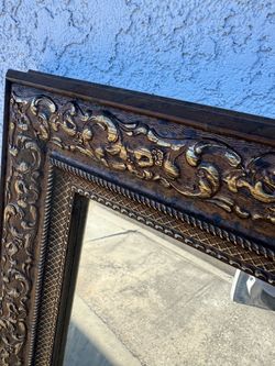 Ornate Dark Wood Framed Wall Mirror