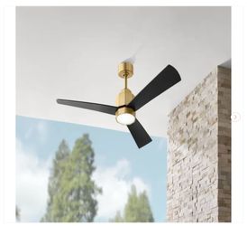 Hampton Bay Everlea 52 in. Indoor/Covered Outdoor Brushed Gold Modern Ceiling Fan with Color Changing LED