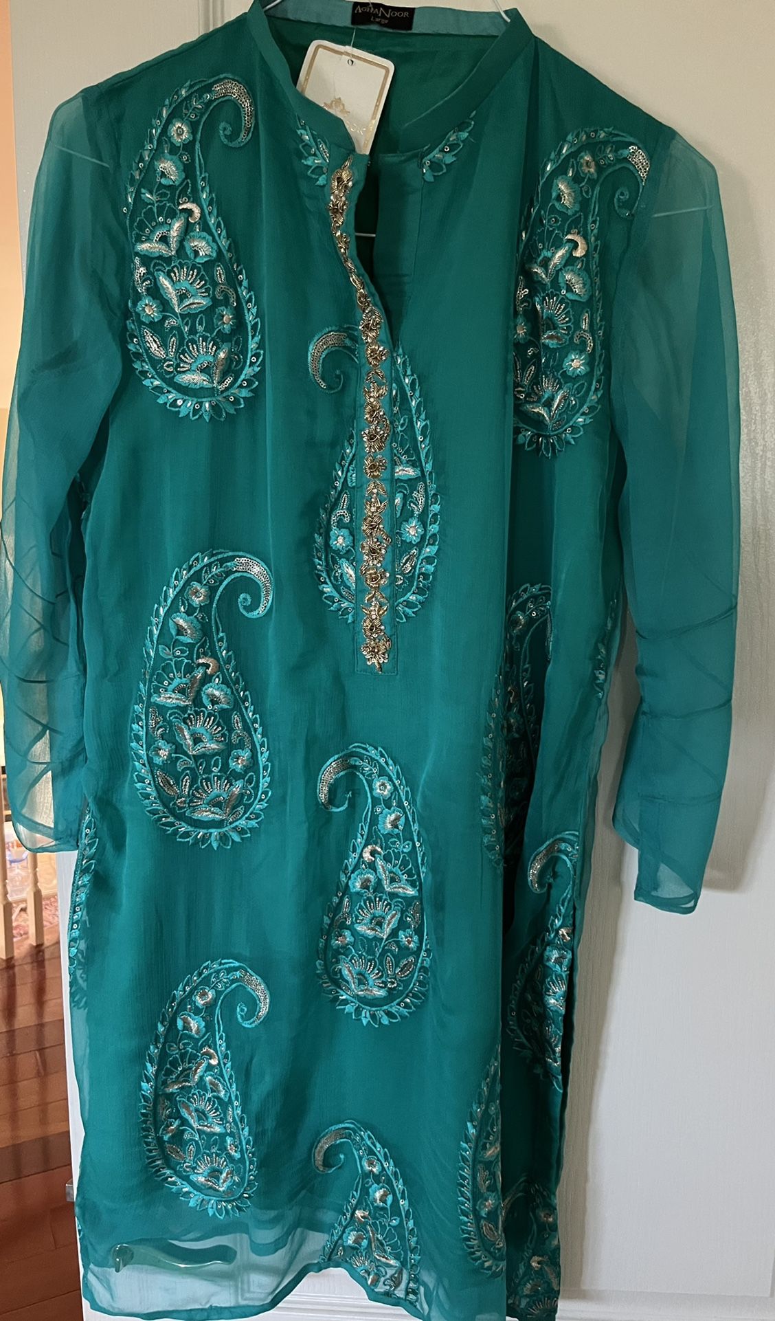 Beautiful Brand New Indian Turquoise Blue Tunic Shirt