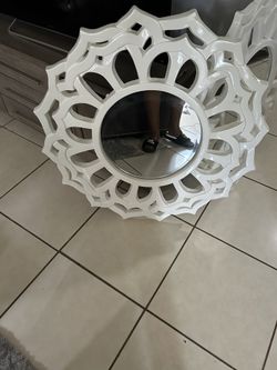 Round Glass Mirror x2