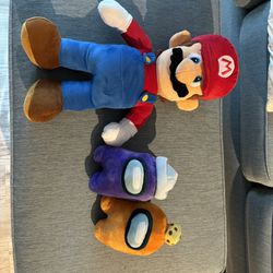 3 Stuffed Animal Mario and Among Us