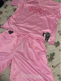 Pink “Love You” Chrome Hearts Jersey Set