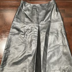 HALOGEN GENUINE LEATHER A LINE SKIRT