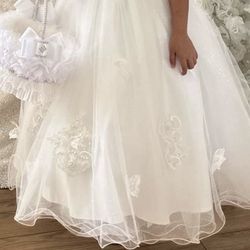 Flower Girl White Dresses Fancy Beaded 
