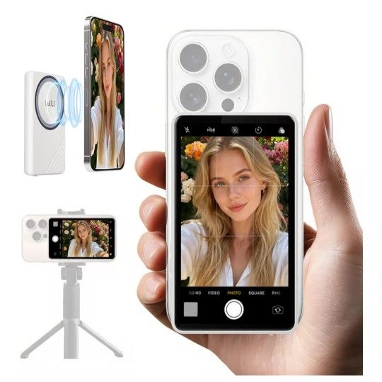 LuliLi Selfie Monitor Screen iPhone, 4K Vlog Recording Back Camera Screen for iPhone & Android, 180° Rotation, 3 Levels of Brightness, Photography Lov