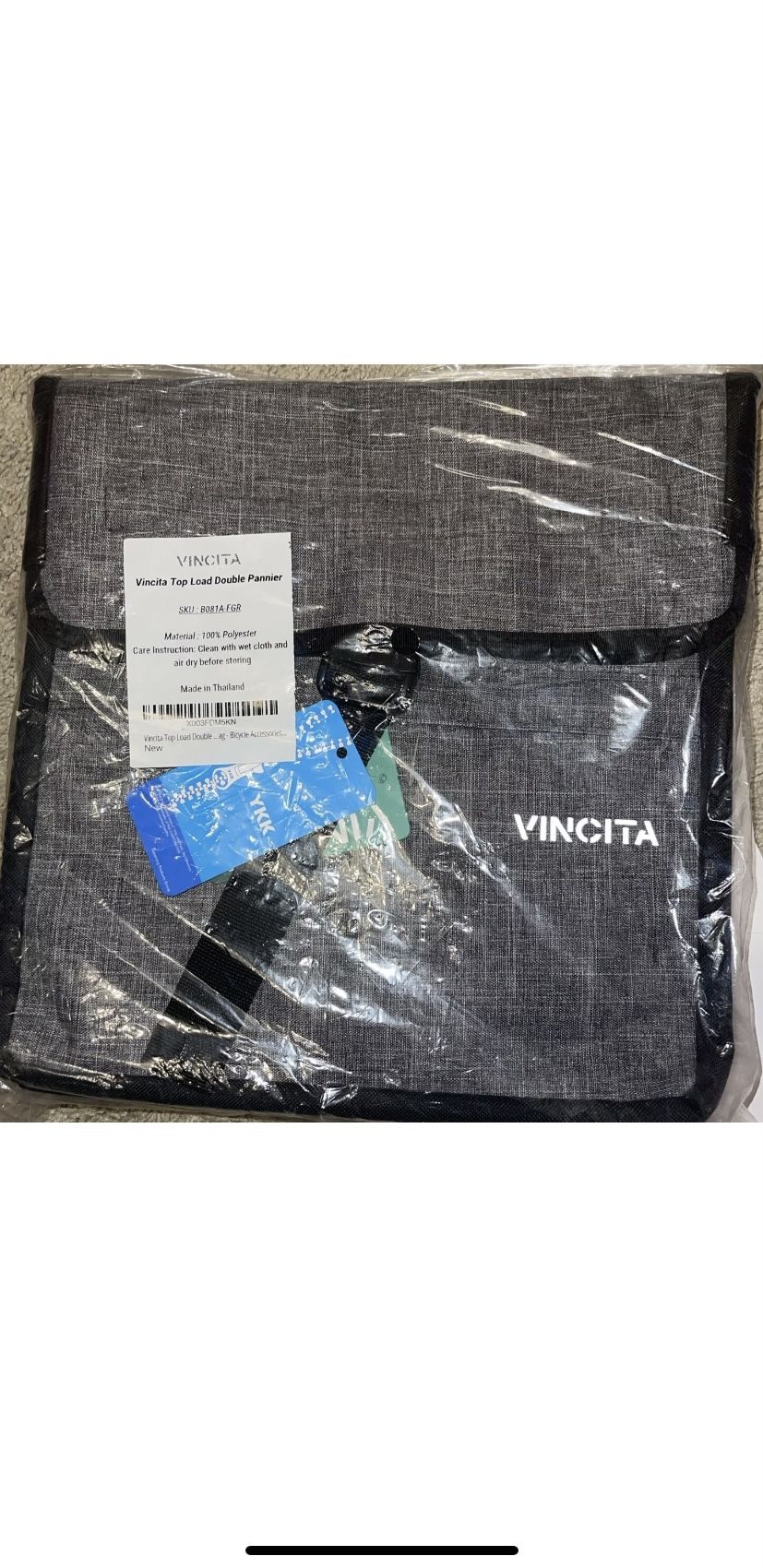 Vincita Top Load Double Pannier Water Resistant Cycling Side Bag Grey