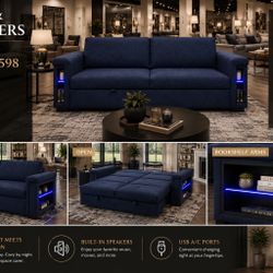 🔥 Sofa Bed with LED Lights & Built-In Speakers – $598! 🔥
