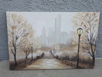 Large Canvas Wall Art City Park Painting