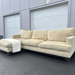 Beige/Yellow Sectional Couch 