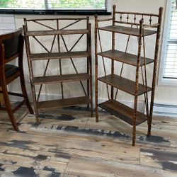 Vintage Bamboo Rattan Book Shelfs