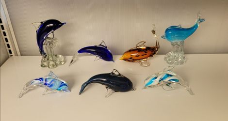 Glass Dolphin Figurines