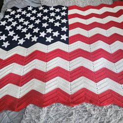 Handmade Crochet American Flag 