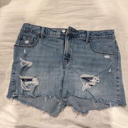 Old Navy distressed denim shorts with frayed hem