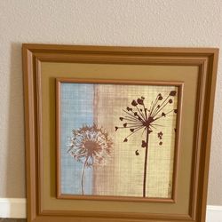 Floral Wall Art With Wood Frame 