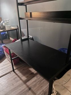 Black Desk with Hutch Shelves