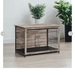 Modern Dog Crate Furniture , End Table, for Small Dogs up to 70 lb - Stylish Kennel with Removable Tray, Double Doors