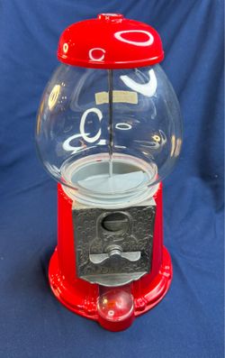 Carousel Red Gumball Machine Bank Glass Globe Coin Operated Candy