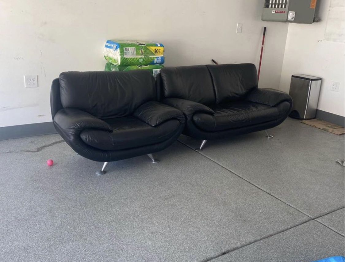 Black genuine Leather Couches 