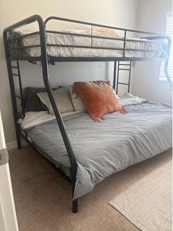 Twin over double metal bunk bed with mattresses!