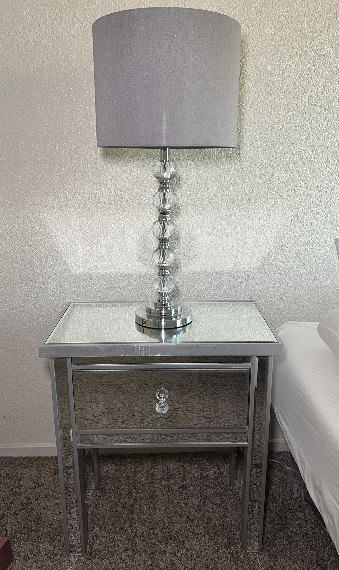 Mirrored Nightstands with Lamps