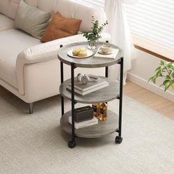 🔥new inbox 🔥3-Tier Modern End Table with Wheels, Small Side Table Nightstand Bedside Table