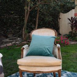 Cream/Yellow Color Velvet Chair