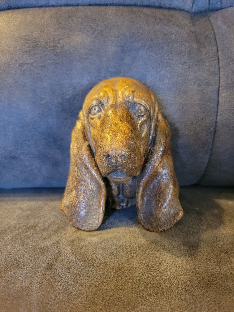 Vintage Bassett Hound Chalkware Handmade Wall Decor Figurine