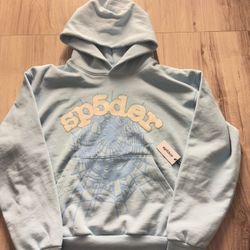 Sky Blue Spider Hoodie Rhinestone