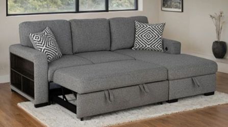 Brand New Grey Sectional Sofa Storage Sleeper