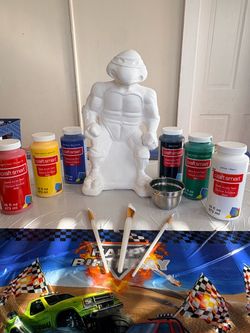 Unpainted Ninja Turtle Ceramic Figure with Paint Set