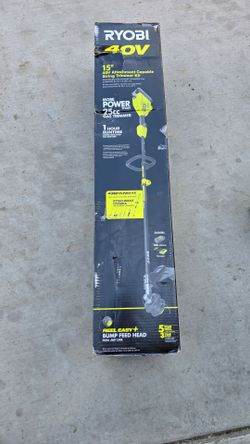 Ryobi 40v 15" expand-it cordless battery attachment capable string trimmer