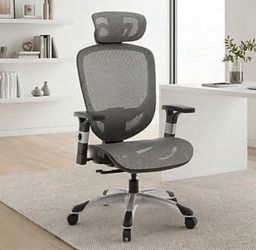 Gray Mesh Ergonomic Office Chair with Headrest