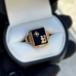 Jewelry 10k solid yellow gold onyx stone natural diamonds 2.01CTW ring size 11.00