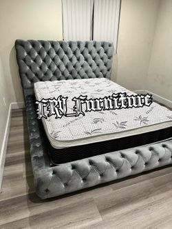 New Queen bed frame with mattress